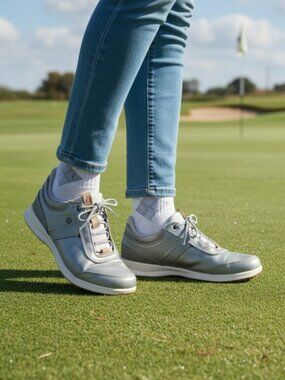FootJoy Stratos Spikeless Golf Shoes | Silver Leather | Women’s 7 M
